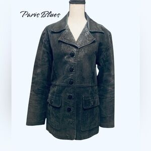 Paris Blues outerwear vintage black suede jacket SZ L